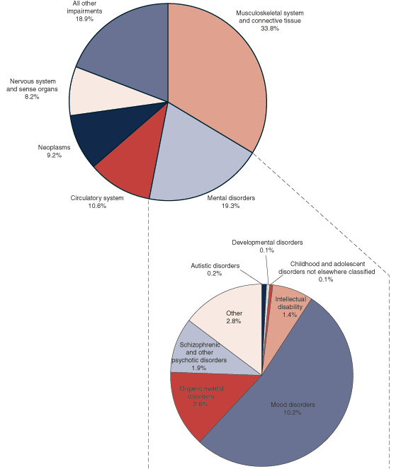 SSA medical conditions 2011 chart of common SSDI conditions